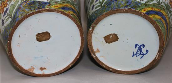 A pair of French faience baluster vases, 19th century, 32.5cm